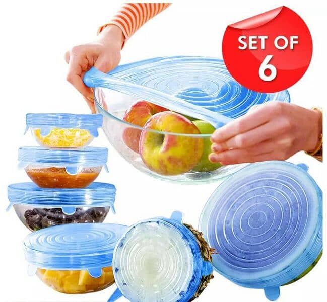 6 pcs  kitchen  reusable  silicone  stretch  seal  lid 1