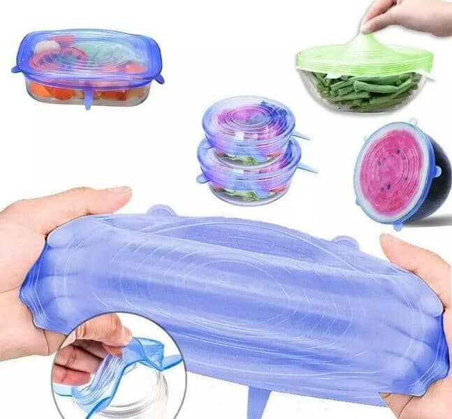 6 pcs  kitchen  reusable  silicone  stretch  seal  lid 2