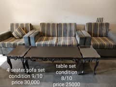 4 seater sofa set and table set