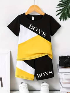 "2pcs Adorable Baby Boy's ""Boy"" Crown Graphic T-Shirt and Shorts Set