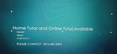 Home and online tutor available