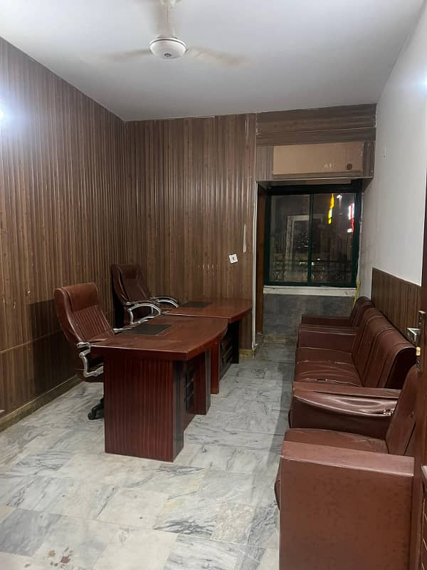 3rd floor furnished office for rent in G 11 markaz size 11+39 bath kitchen available 0