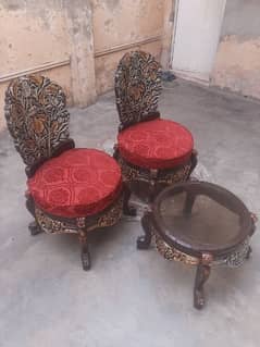 CHINIOTI CHAIRS BRAND NEW WITH TABLE PURE WOODEN