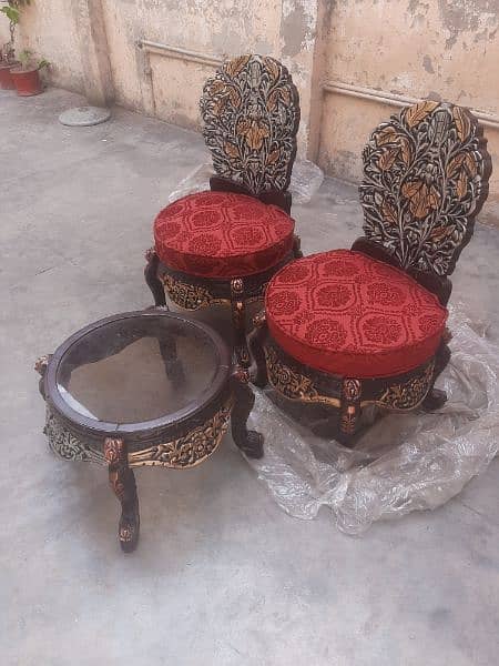 CHINIOTI CHAIRS BRAND NEW WITH TABLE PURE WOODEN 2