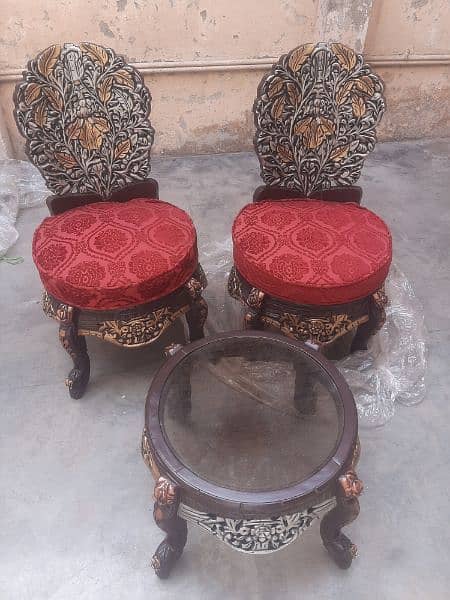 CHINIOTI CHAIRS BRAND NEW WITH TABLE PURE WOODEN 5