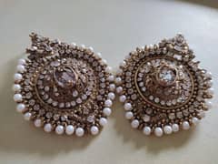 traditional kundan earnings  copper and whiye colors