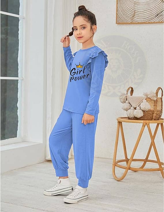 Girl Power Printed 2 Piece Outfits Stylish Tracksuit Full sleeve T-shi 1