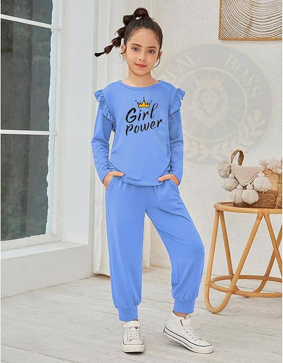 Girl Power Printed 2 Piece Outfits Stylish Tracksuit Full sleeve T-shi 2