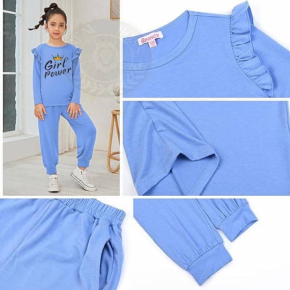 Girl Power Printed 2 Piece Outfits Stylish Tracksuit Full sleeve T-shi 3