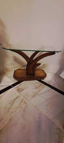 Center table with 2 side tables with wood carved base 5