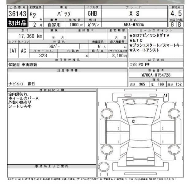 Toyota Passo XS 4.5 grade A 2020 1
