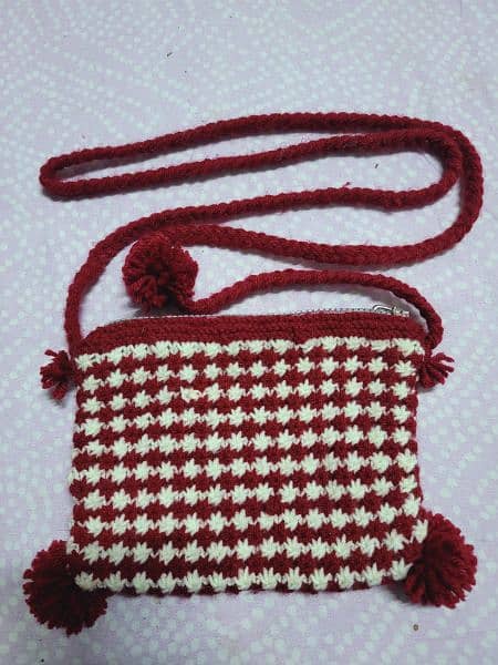 handmade knitted long strip small handbag 2