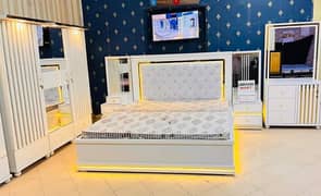 luxury white color bridal bedroom set furniture set 4pc