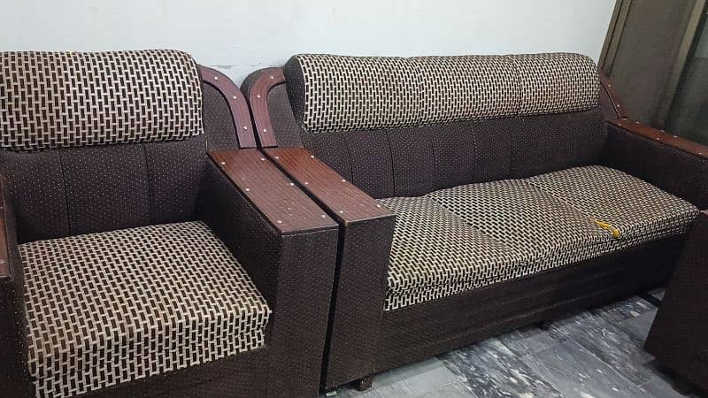 brown sofa set and bed urgent selling 1