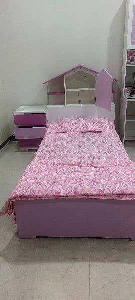 kids single bed with side table and mattress 2