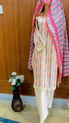 lawn printed three pieces stitched suit