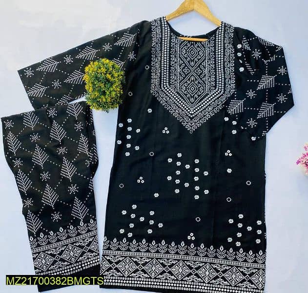 2 pcs women's stitched linen chunri suit 0