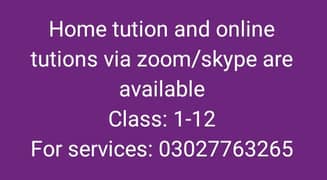 Home Tutor and Online Tutor