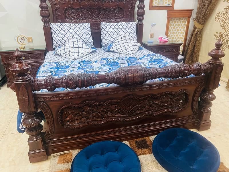 wooden bed/double bed set/chinioti bed/chinioti furniture/bed dressing 12
