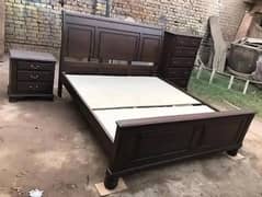 Solid wood double bed set