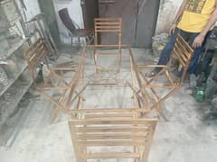 Stainless steel 4 Chair One table