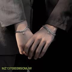 2 Pcs Alloy Silver Plated Magnetic Heart Design Couple’s Bracelet