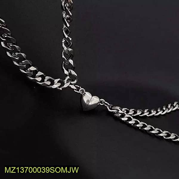 2 Pcs Alloy Silver Plated Magnetic Heart Design Couple’s Bracelet 4