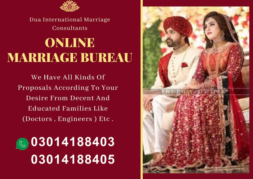 Marriage Bureau services Online rishta service & all Abroad proposals 0