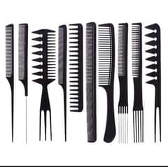 Pack of 10 - Professional Salon Hair Comb set Black