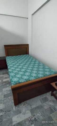 Wooden single bed for sale with mattress