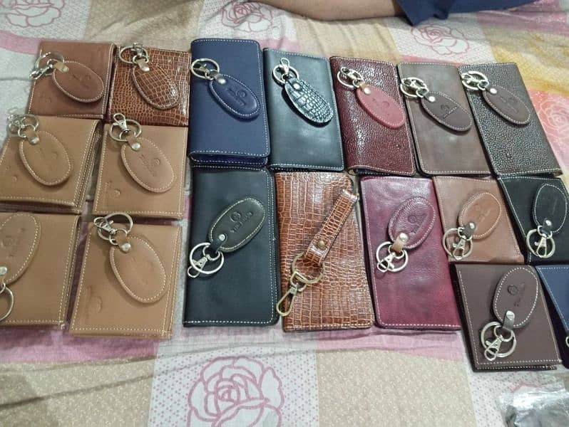 BRANDED LEATHER WALLETS + KEY CHAIN + BRANDING BOX 0