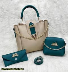 *Product Name*: Women's PU Leather Plain Handbag, Pack Of 3
*