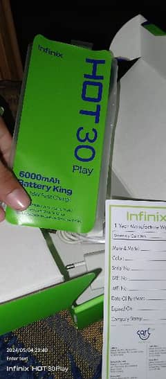 Infinix hot 30 play full original condition 4+4gb ram 64gb rom
