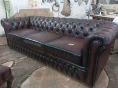 100% Genuine Leather Chesterfield Sofa