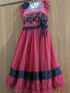Red and Black Frock with black full sleeves inner