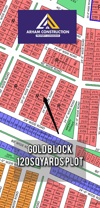 North Town Residency Phase 1 GOLD BLOCK 120 Sq Yards Plot 0