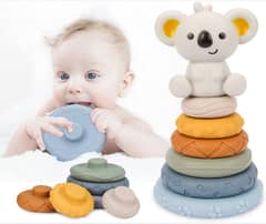 5 Piece Stacked circle and Nesting Round Baby Toy. .