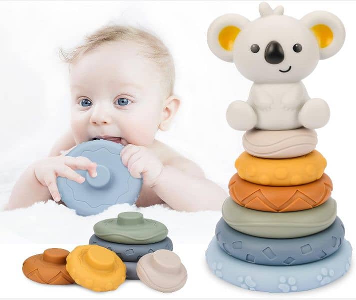 5 Piece Stacked circle and Nesting Round Baby Toy. . 0
