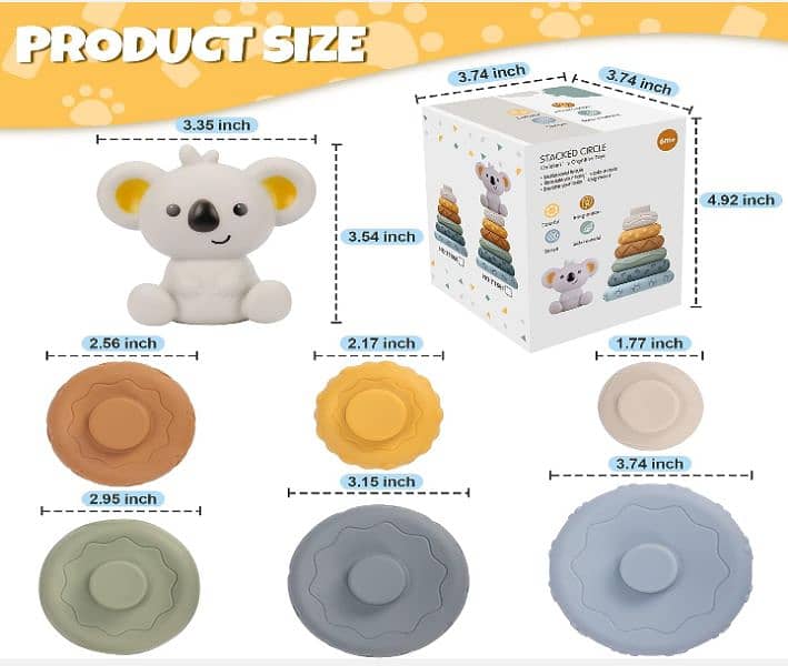 5 Piece Stacked circle and Nesting Round Baby Toy. . 1