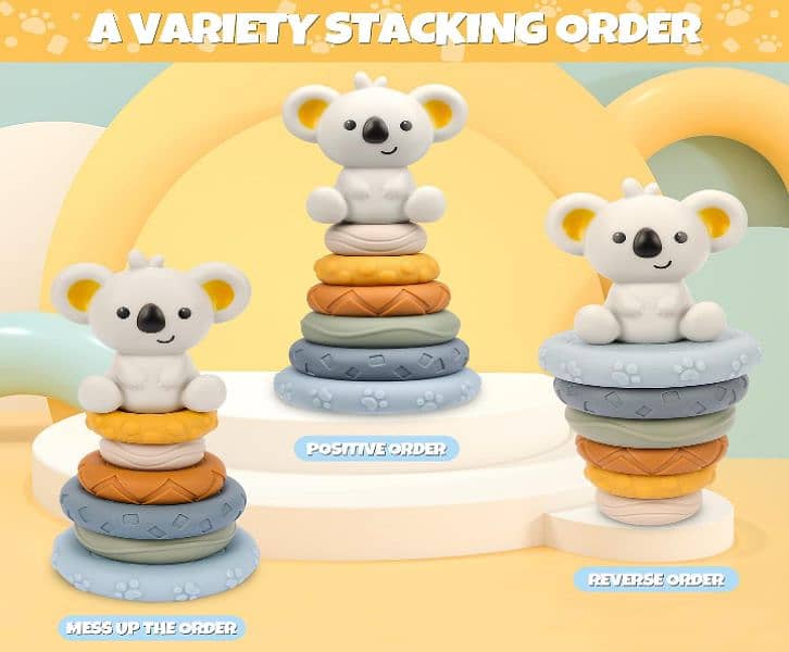 5 Piece Stacked circle and Nesting Round Baby Toy. . 3