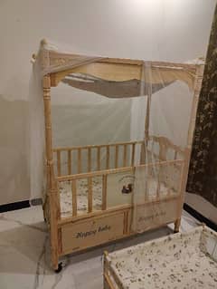 Premium wooden baby cot/crib with all accessories
