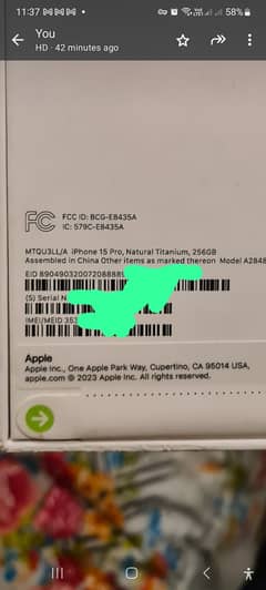 Iphone 15 Pro 256 GB Box pack unopened