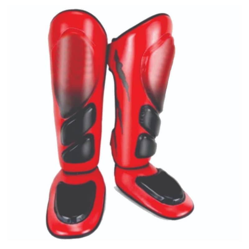 Boxing shin pad pair kick protection gear Mma leather and rexin 0