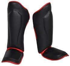Boxing shin pad pair kick protection gear Mma leather and rexin 1