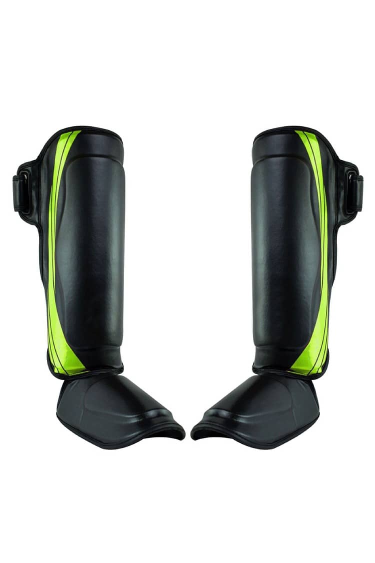 Boxing shin pad pair kick protection gear Mma leather and rexin 3