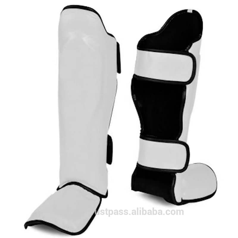 Boxing shin pad pair kick protection gear Mma leather and rexin 4