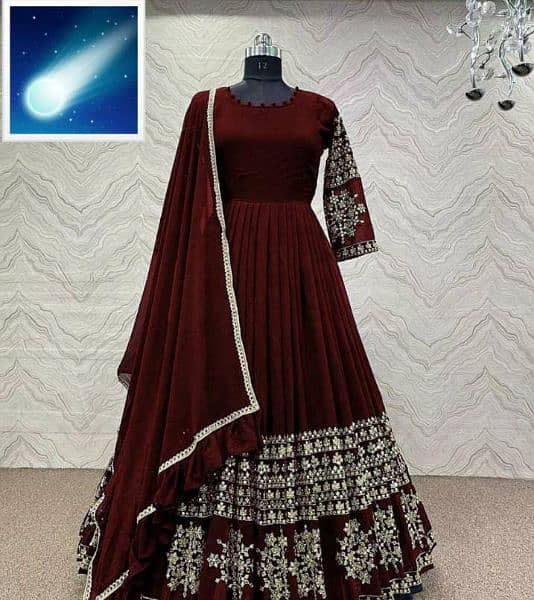 3 Pcs Women's Stitched Silk Embroidered Maxi 0