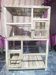 New beautiful wooden double portion cage for sale