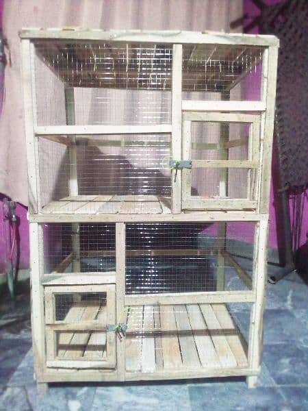 New beautiful wooden double portion cage for sale 0