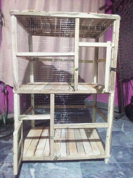 New beautiful wooden double portion cage for sale 1